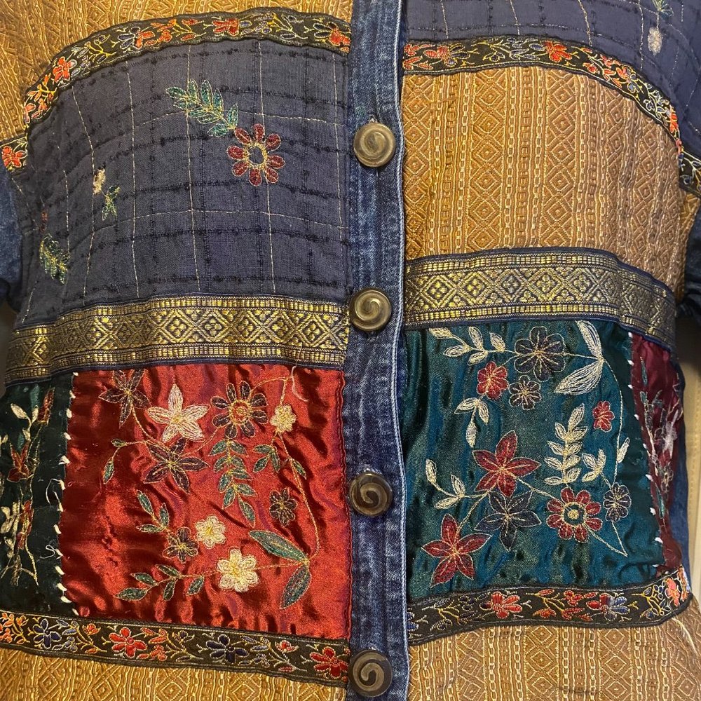 Sara Studio Plus Denim Patchwork And Embroidery J… - image 4